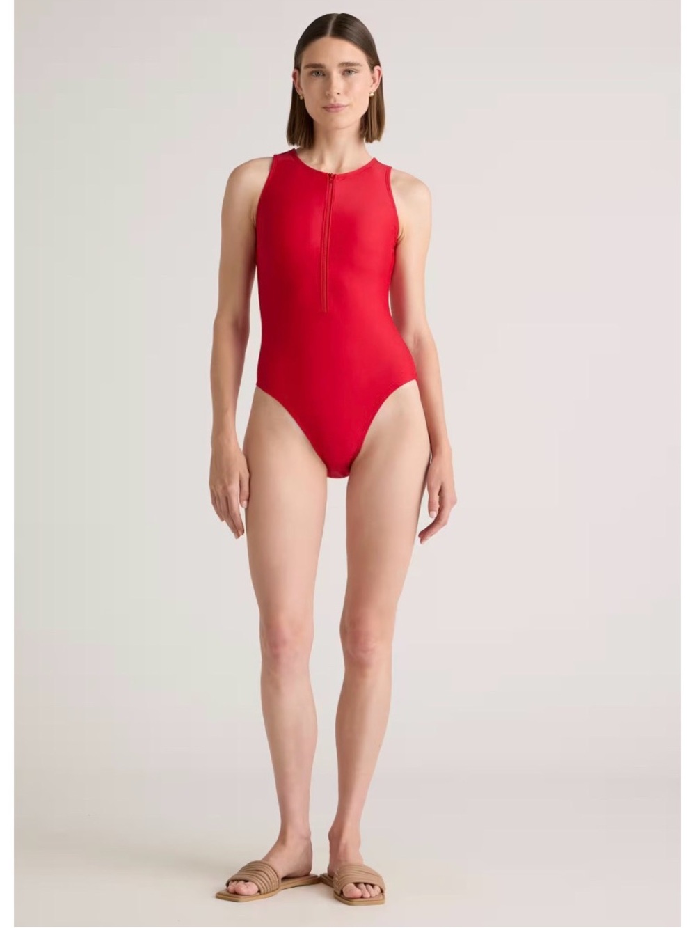 Quince Italian Zip Front One Piece Swimsuit